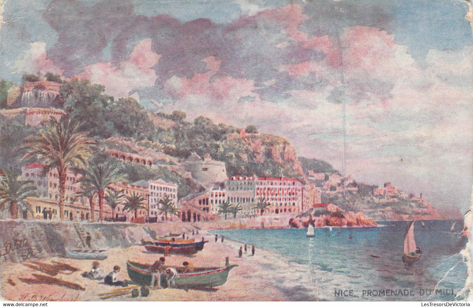 CPA - 06 - NICE - Illustration PROMENADE DU MIDI - Bateau - Collection Oilette - Scènes Du Vieux-Nice