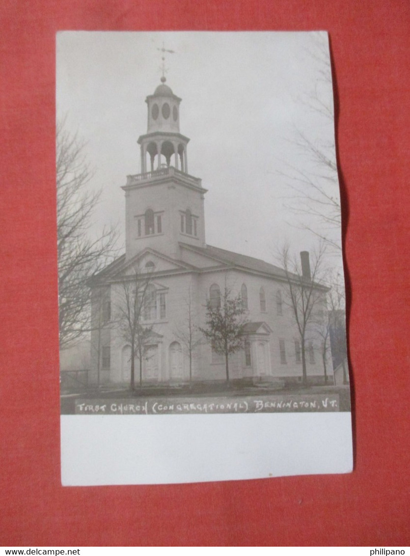 First Church  Cong. Card Has Ripple.   Bennington  - Vermont > Bennington   Ref 5709 - Bennington