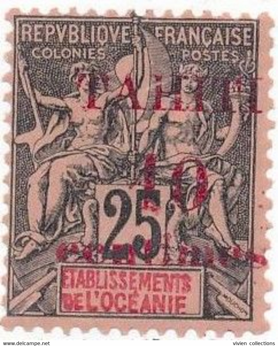 Polynésie Française Tahiti Timbre Type Groupe N° 31 Surcharge Du Cartouche Normale / Plus Petite Neufs ** Mais Adhérence - Unused Stamps