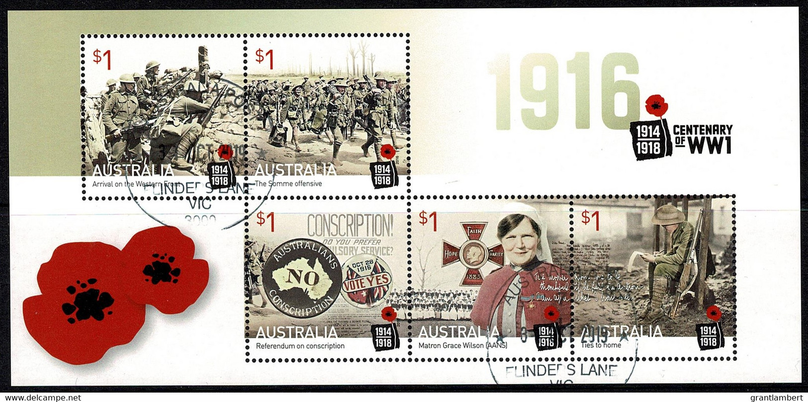 Australia 2016 Centenary Of WW1 World War I Minisheet CTO - Used Stamps