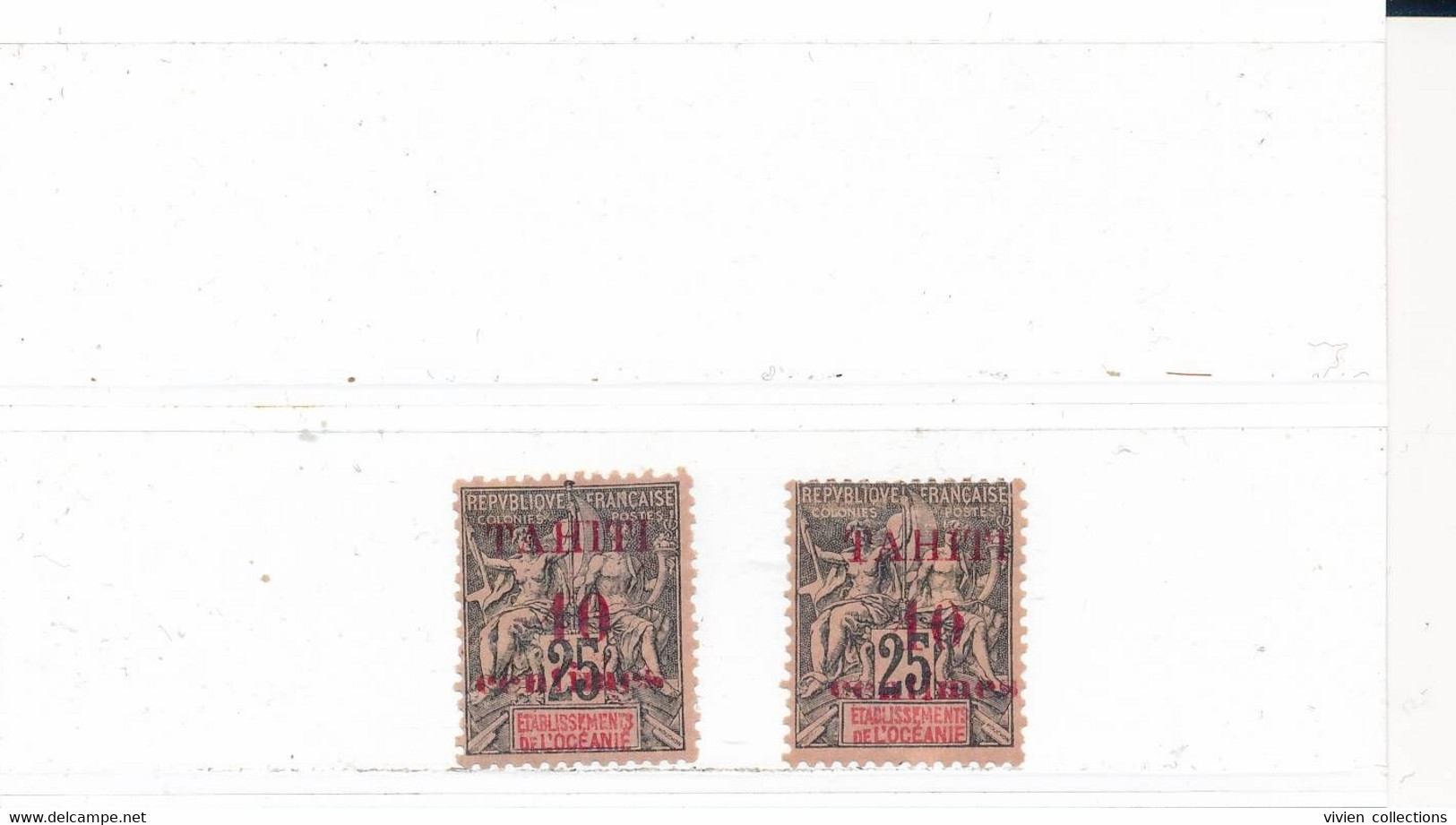 Polynésie Française Tahiti Timbre Type Groupe N° 31 X2 Neuf * Avec Charnière Variété 0 Parfaitement Scindé En 2 + Normal - Neufs