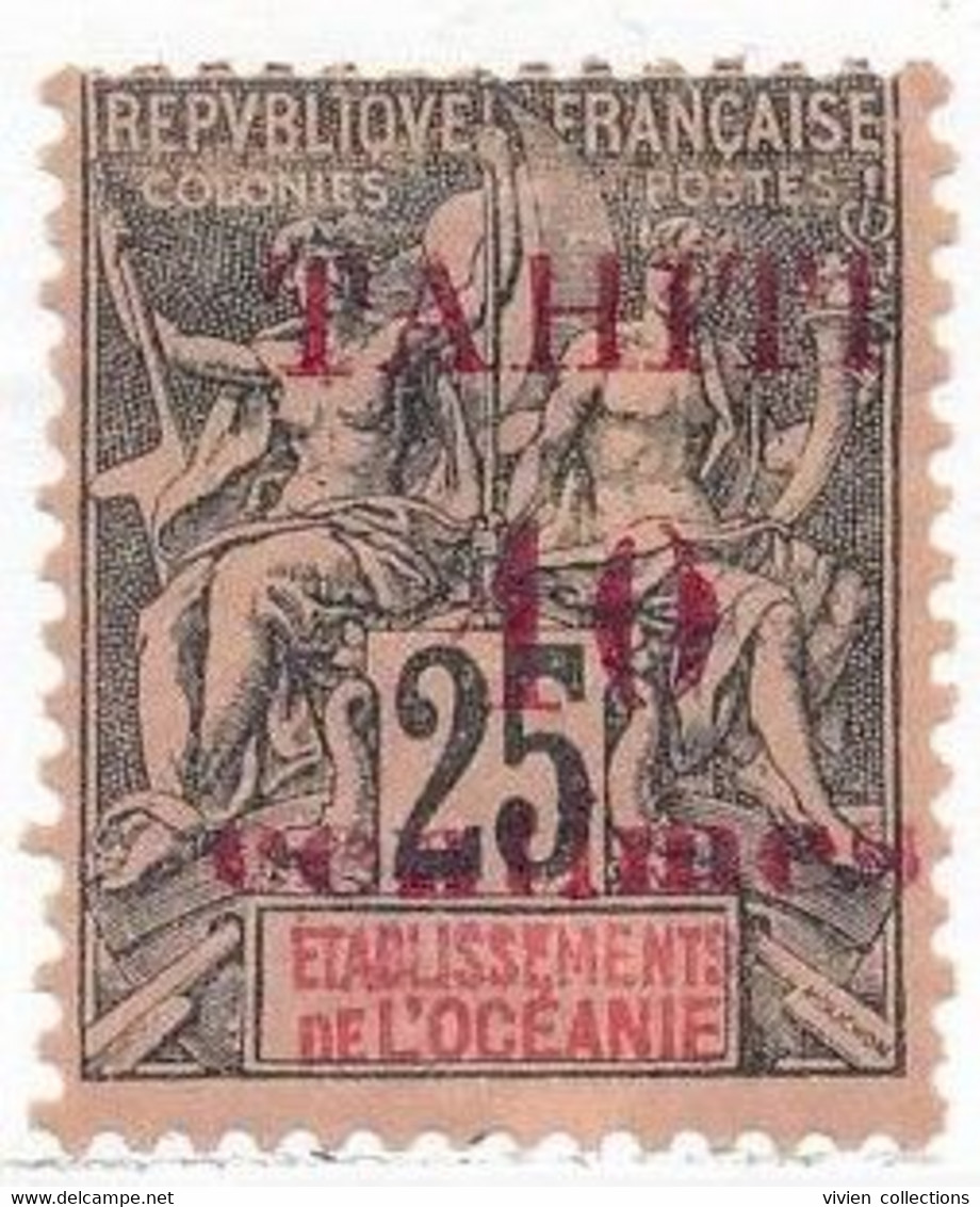 Polynésie Française Tahiti Timbre Type Groupe N° 31 X2 Neuf * Avec Charnière Variété 0 Parfaitement Scindé En 2 + Normal - Neufs