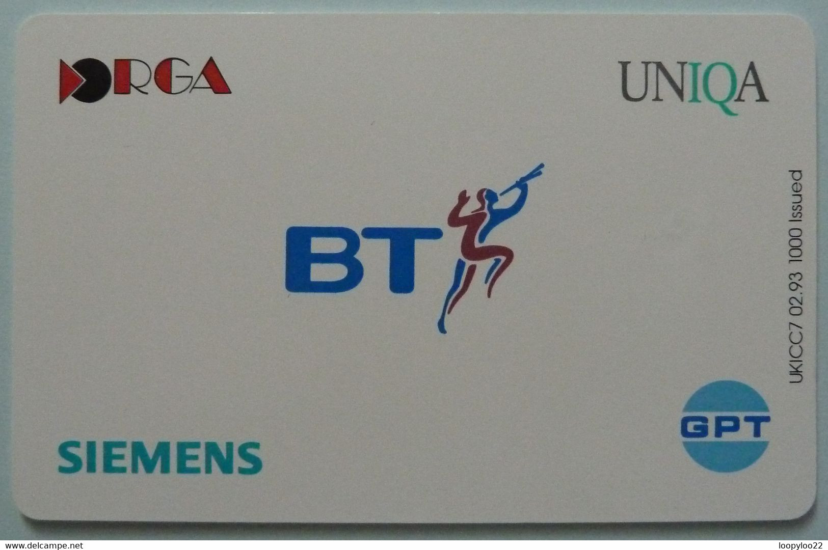 UK - Great Britain - BT - GPT - Siemens - UNIQA - Smart Card '93 - SMA003 - Demo - 10ECU - 1000ex - Mint - Emissions Entreprises