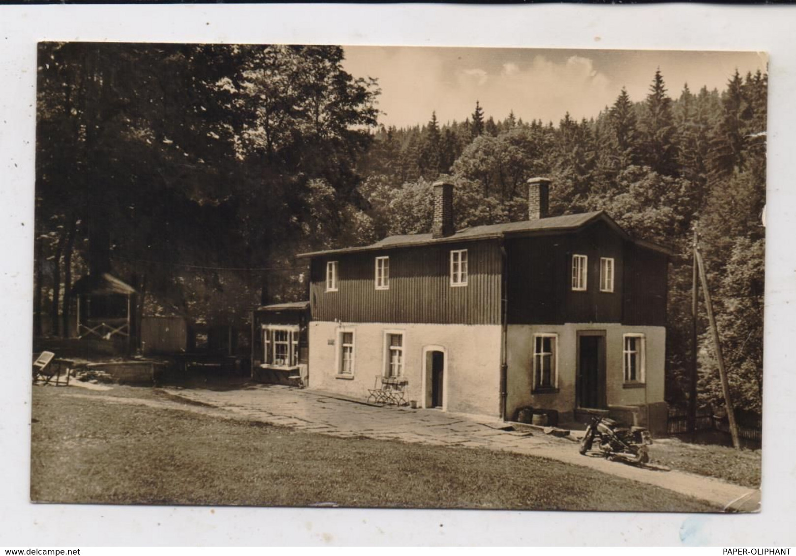 0-9704 FALKENSTEIN, Göltzschtalmühle, Motorrad,1959, Druckstelle - Falkenstein (Vogtland)