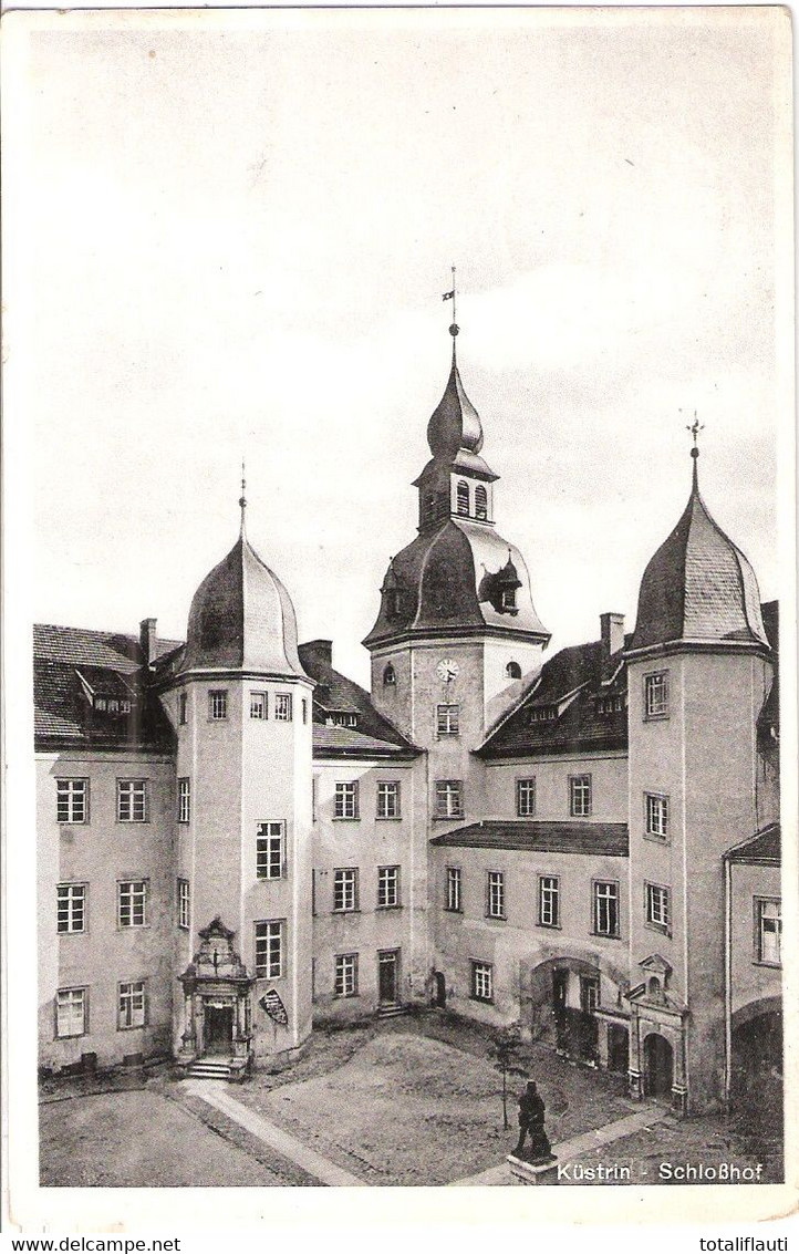 KÜSTRIN An Der Oder Neumark Ostbrandenburg Kostrzyn Nad Odra Schloßhof Aus Der Vogelschau 29.7.1935 Gelaufen - Neumark