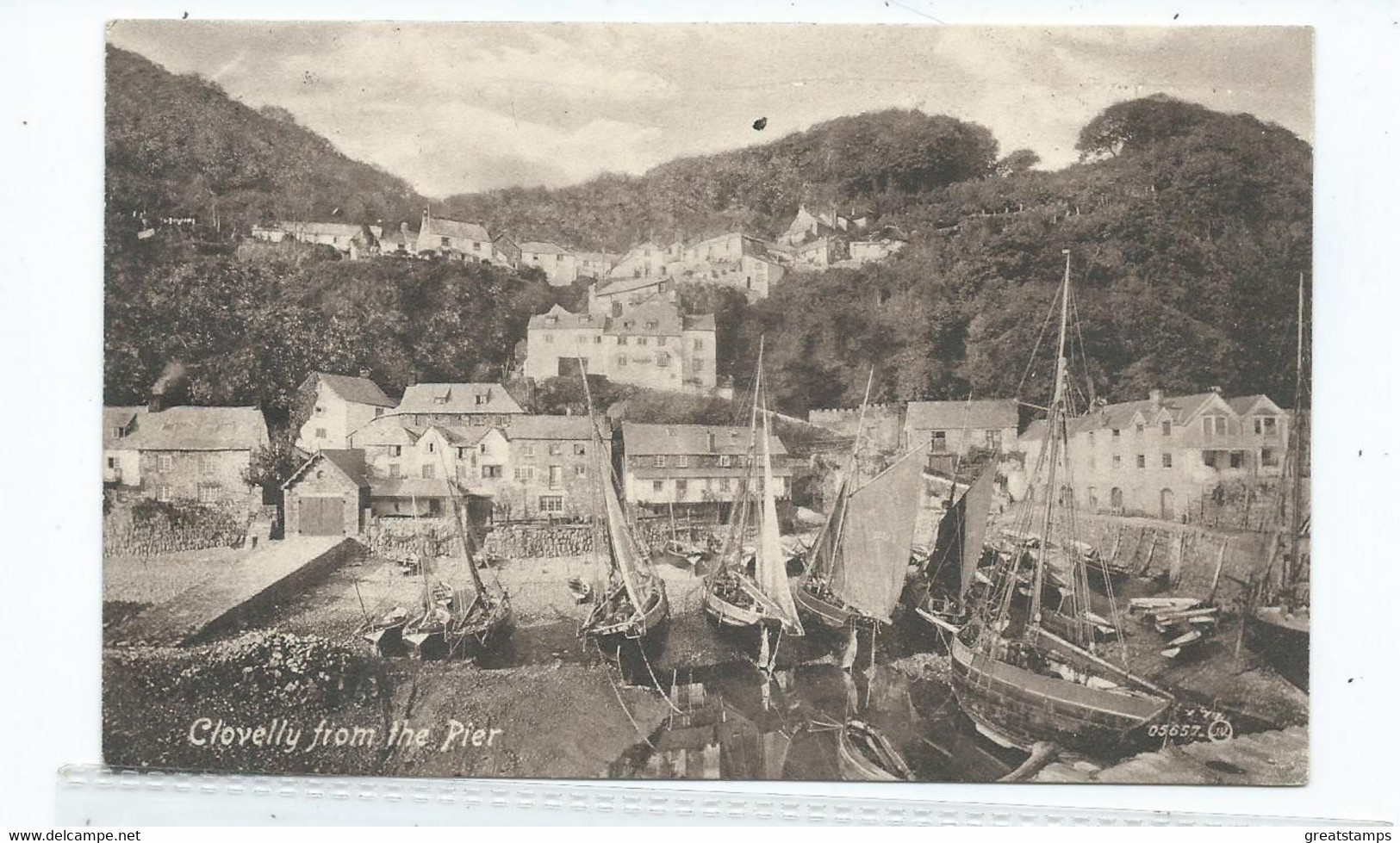 Postcard Devon Clovelley From The Pier Posted Small Steel Cds Valentine's - Lynmouth & Lynton