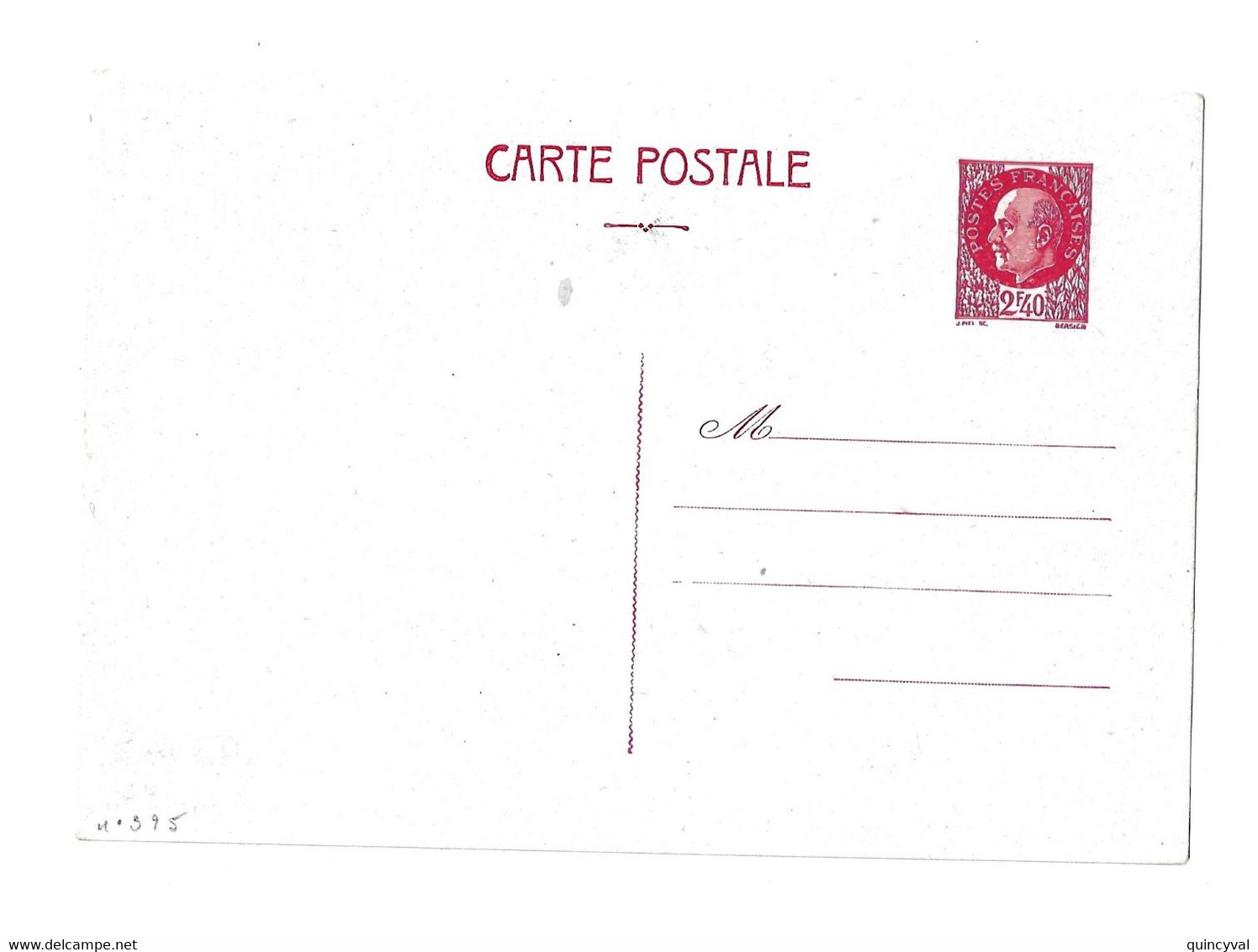 Carte Postale 2,40 F Pétain Carmin Storch H1 Yv 519-CP1 Neuve - Standaardpostkaarten En TSC (Voor 1995)