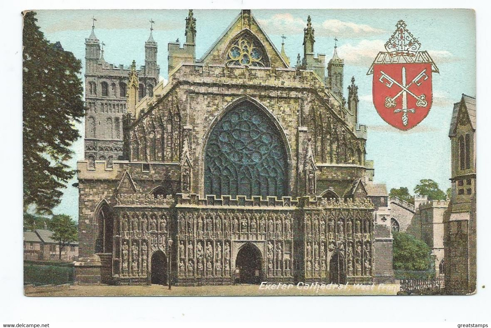 Postcard Devon Exeter Cathedral West Front Frith's Armorial Unused - Exeter