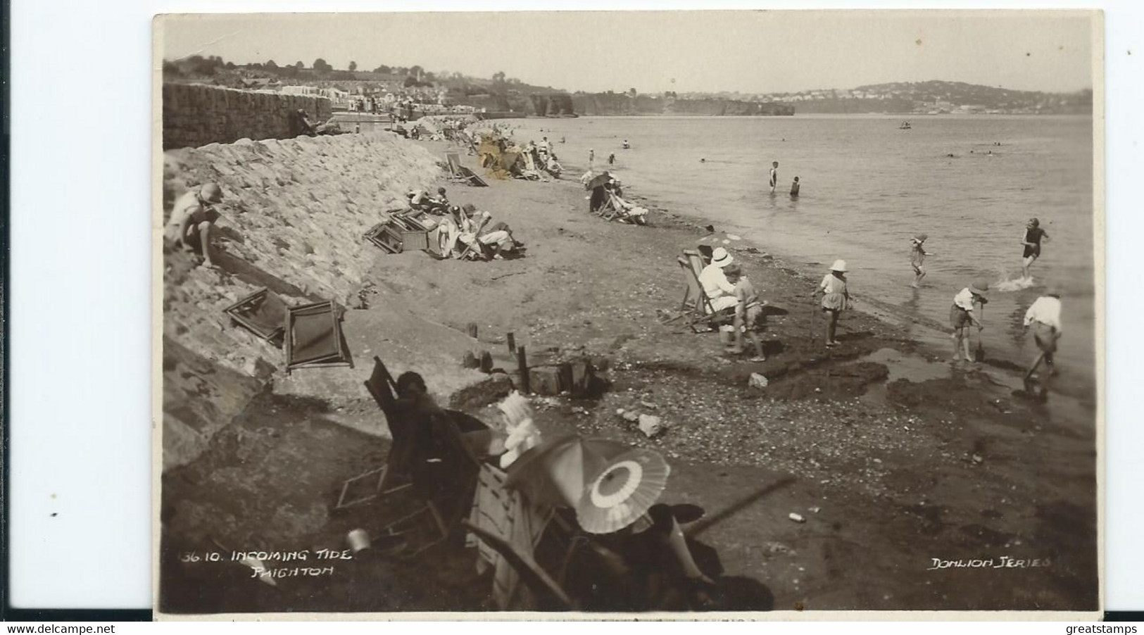 Postcard Devon Paignton Incoming Tide Donlion Series Rp Minor Stain - Paignton