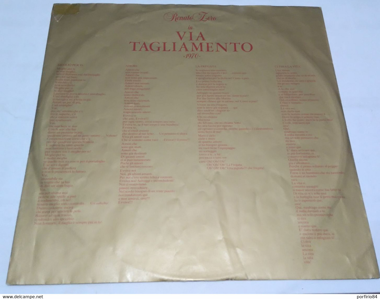 RENATO ZERO 2 LP VIA TAGLIAMENTO 1965 - 1970 ORIGINALE ANNO 1982 - Other - Italian Music