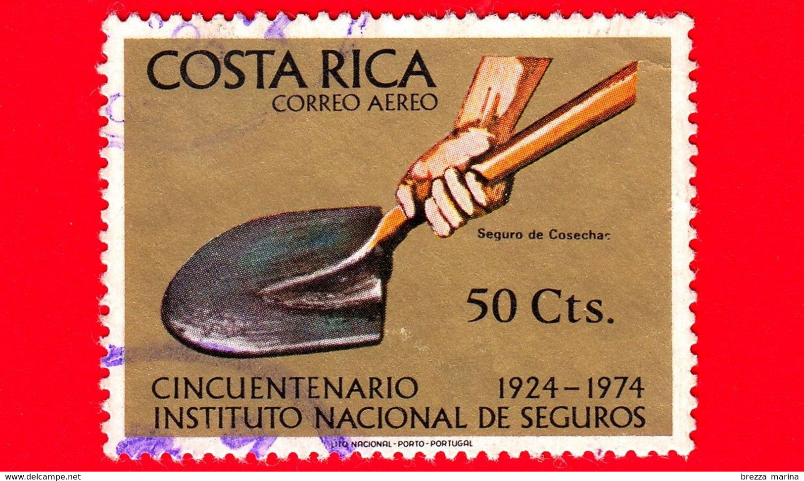 COSTA RICA - Usato - 1974 - 50 Anni Dell'Istituto D'assicurazione Costa Rica (Istituto Di Segur) - 50 P. Aerea - Costa Rica