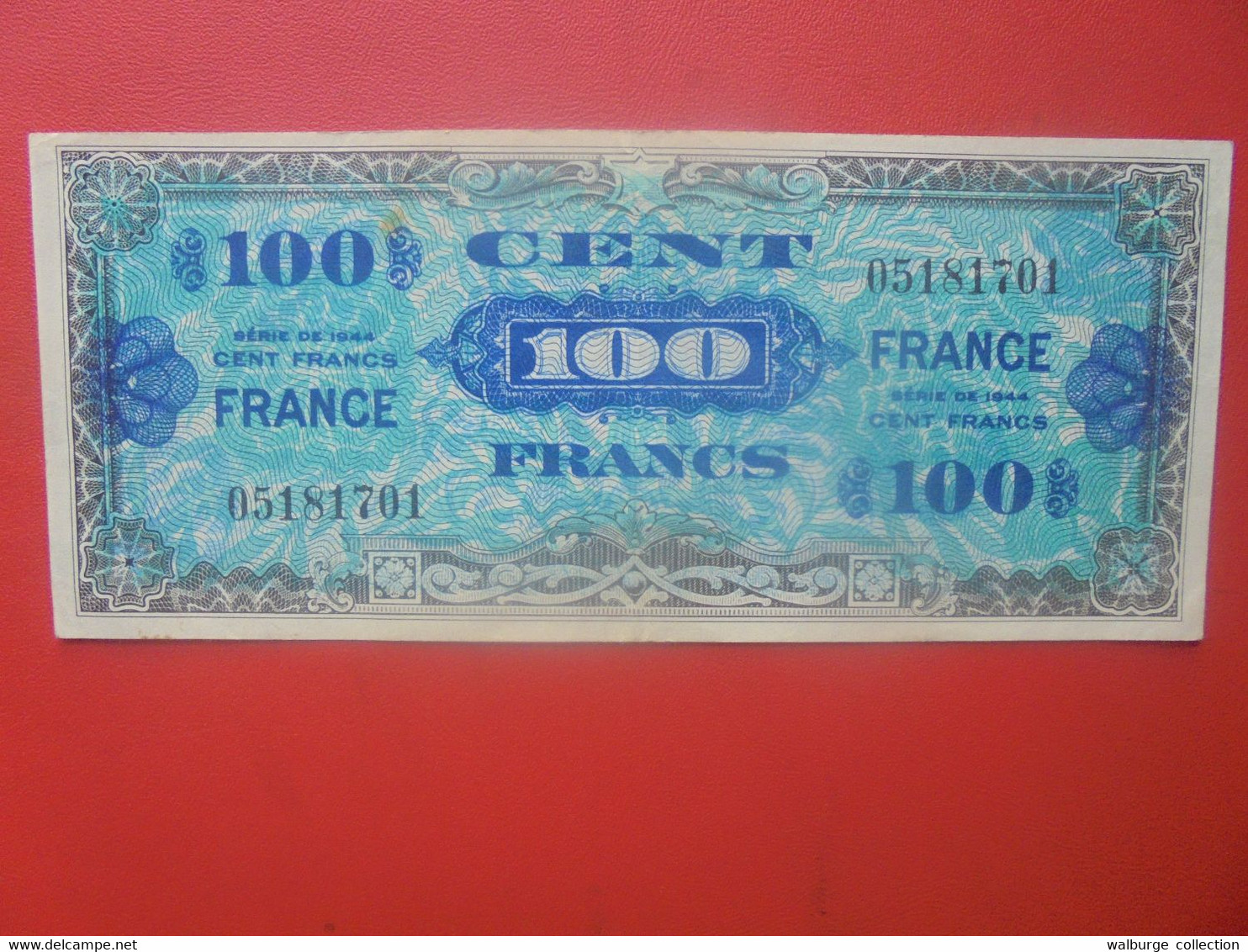 FRANCE-ALLIES 100 Francs 1944 Revers " France" Circuler (L.7) - 1944 Flag/France