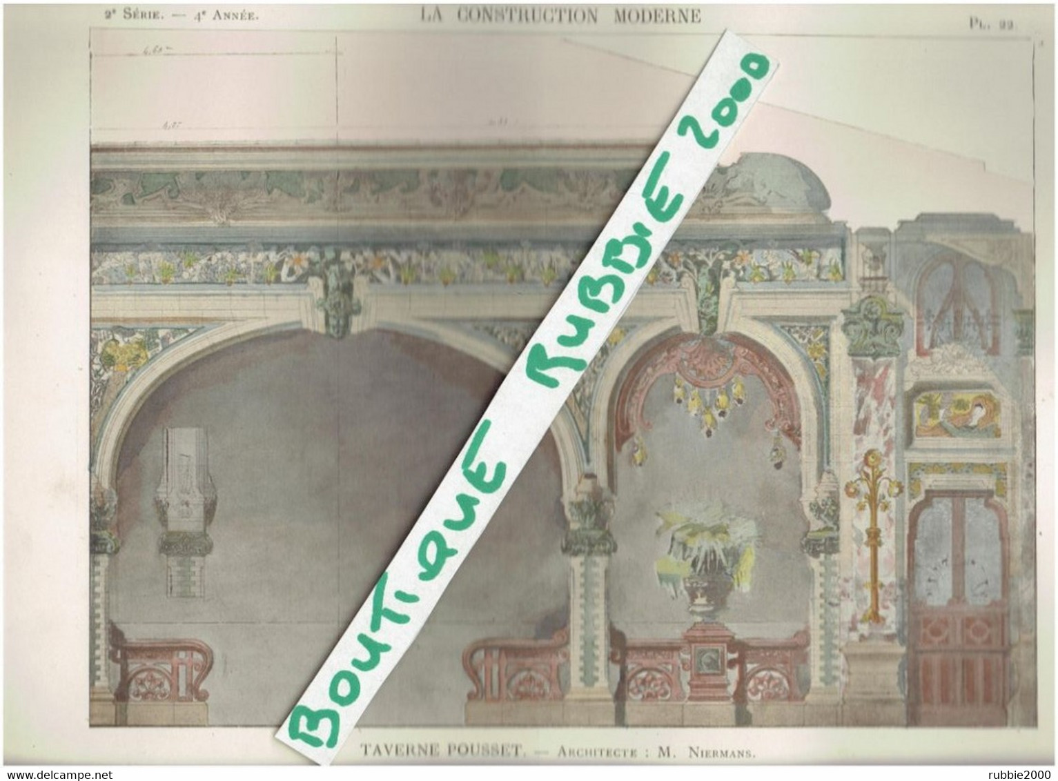2 PLANS DESSINS 1898 PARIS 9° TAVERNE POUSSET 14 BOULEVARD DES ITALIENS ARCHITECTE NIERMANS - Parijs