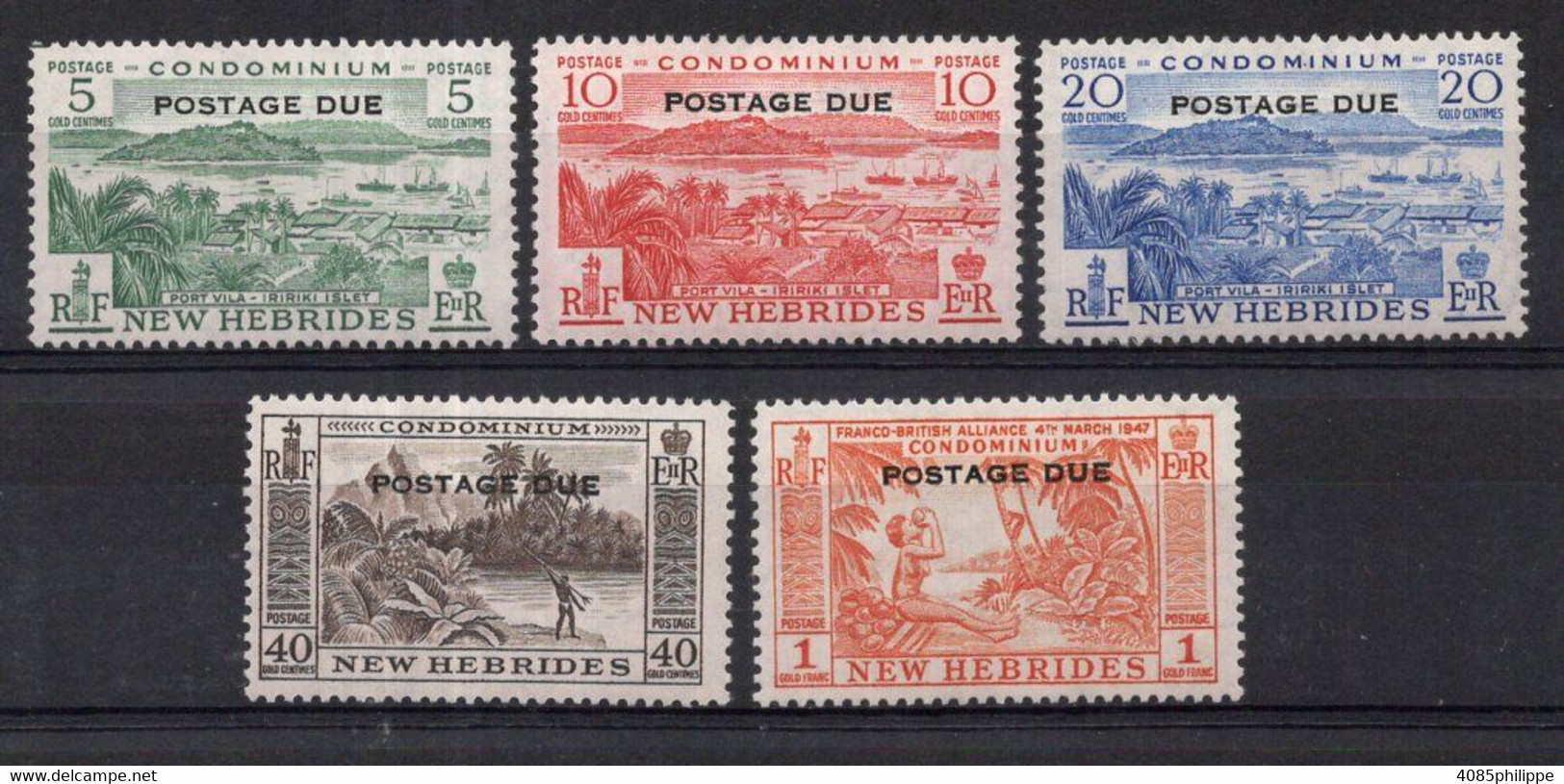 Nouvelles HEBRIDES Timbres Taxe N°41* à 45* Neufs Charnières TB Cote 28.00€ - Impuestos