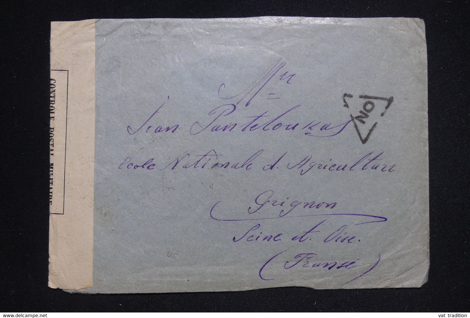 GRECE - Enveloppe Pour La France En 1917 Avec Contrôle Postal, Affranchissement Et Vignette Croix Rouge Au Dos- L 128515 - Lettres & Documents