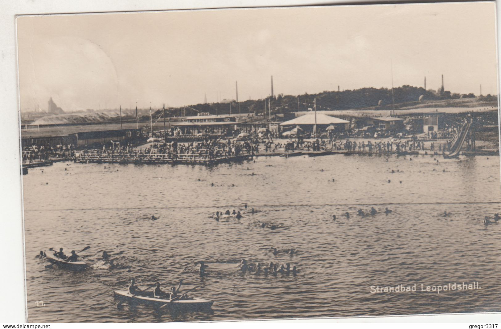 B5739) STASSFURT - Strandbad LEPOLDSHALL - Tolle Belebte Ansciht Boote Schwimmer Rutsche ALT - Stassfurt