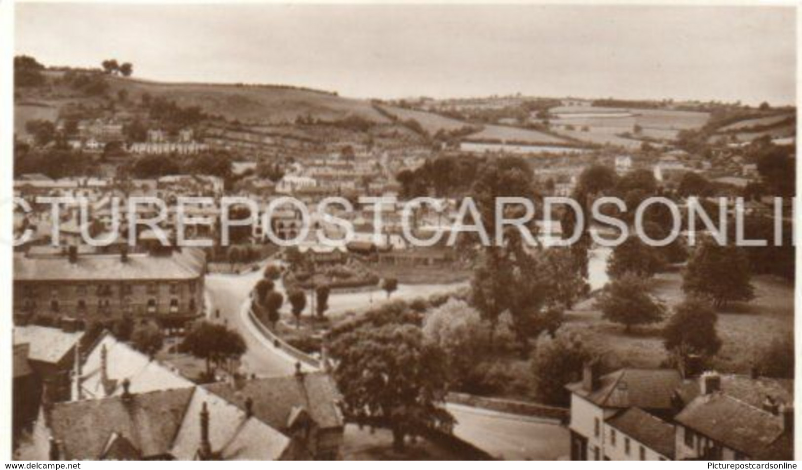 NEWTOWN GENERAL VIEW OLD R/P POSTCARD WALES - Montgomeryshire