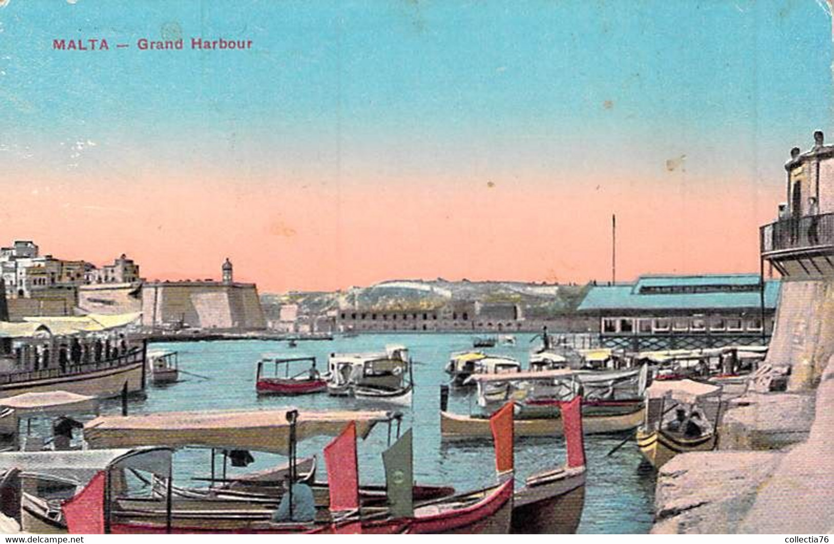 CPA MALTE MALTA GRAND HARBOUR  DOS DIVISE ECRIT 1923 - Malta