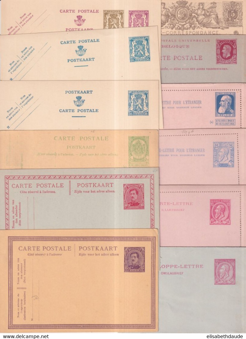 BELGIQUE - 1872/1940 - 12 CARTES/CARTE-LETTRE/ENVELOPPE  ENTIER POSTAL - Otros & Sin Clasificación