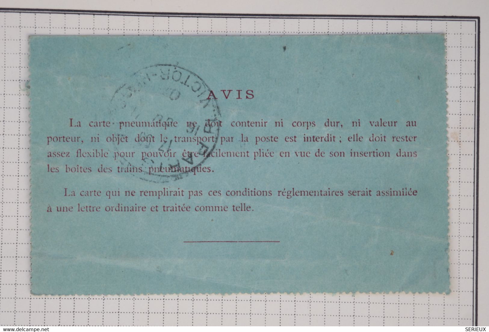 BB9 FRANCE TELEGRAPHE    BELLE CARTE  ENTIER PNEUMATIQUE   1907 PARIS +AFFRANC. INTERESSANT+ - Pneumatici