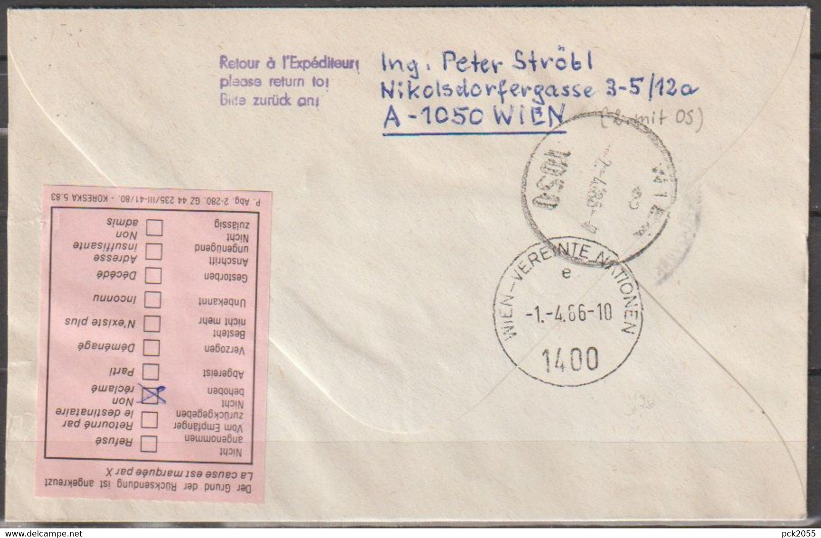 DDR Ganzsache 1985  Nr.U2 Luftpost Leipzig - Wien Vereinte Nationen Ankunftstempel ( D 3627 ) - Enveloppes - Oblitérées