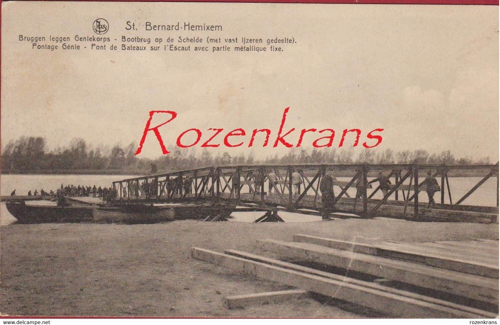 Hemixem Hemiksem St. Bernard Bruggen Leggen Geniekorps Bootbrug Op De Schelde (met Vast Ijzeren Gedeelte) Belgian Army - Hemiksem