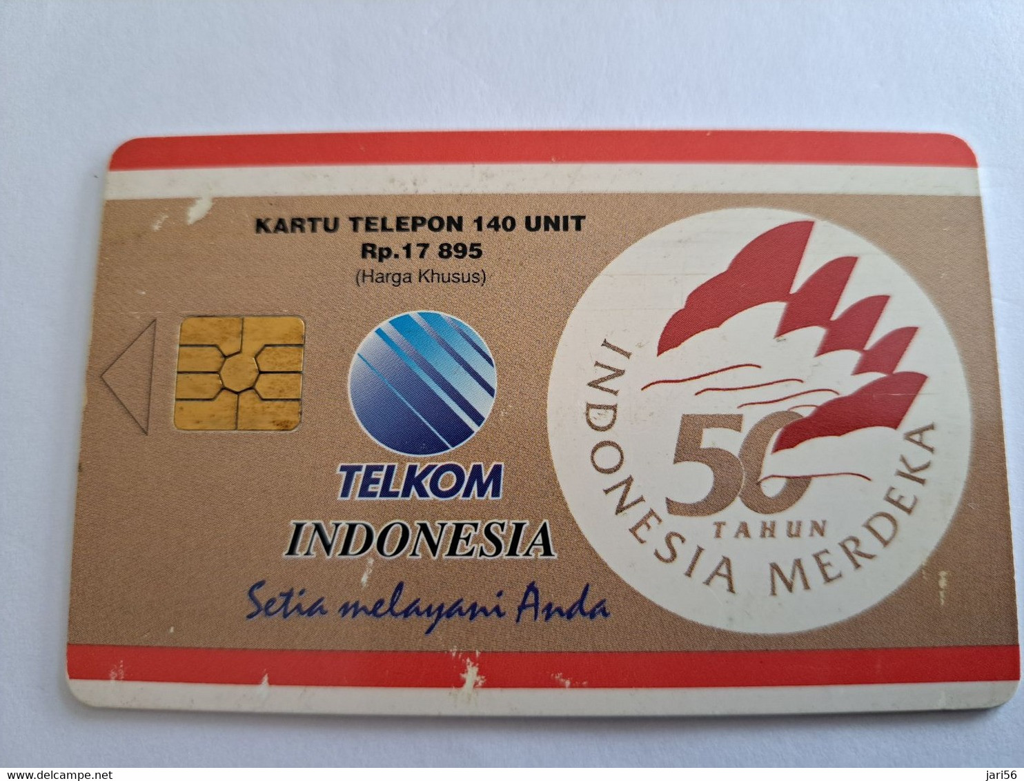 INDONESIA CHIPCARD 140 UNITS INDONESIA MERDEKA 50 TAHUN         Fine Used Card   **10576 ** - Indonésie