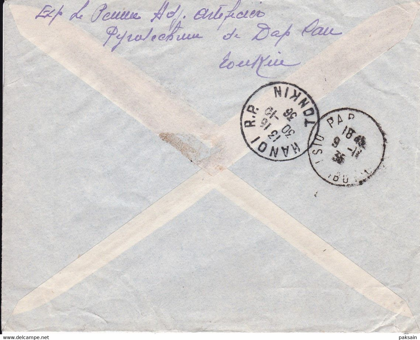 Indochine Divers Timbres Sur Lettre Recommandée De DAPCAU TONKIN CAD 1936 + Cachet Hanoi Pr Journal Des Coloniaux Paris - Cartas & Documentos