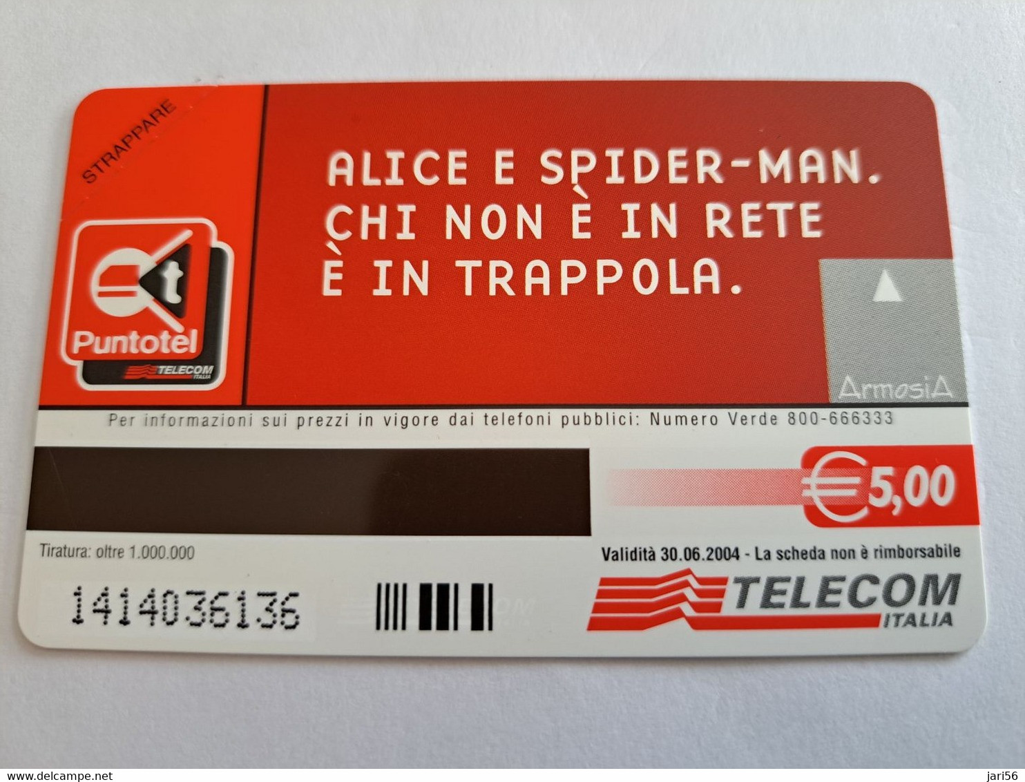 ITALIA LIRE 2000 € 5,-  SPIDERMAN     PREPAID  MINT  ** 10584 ** - Públicas Ordinarias
