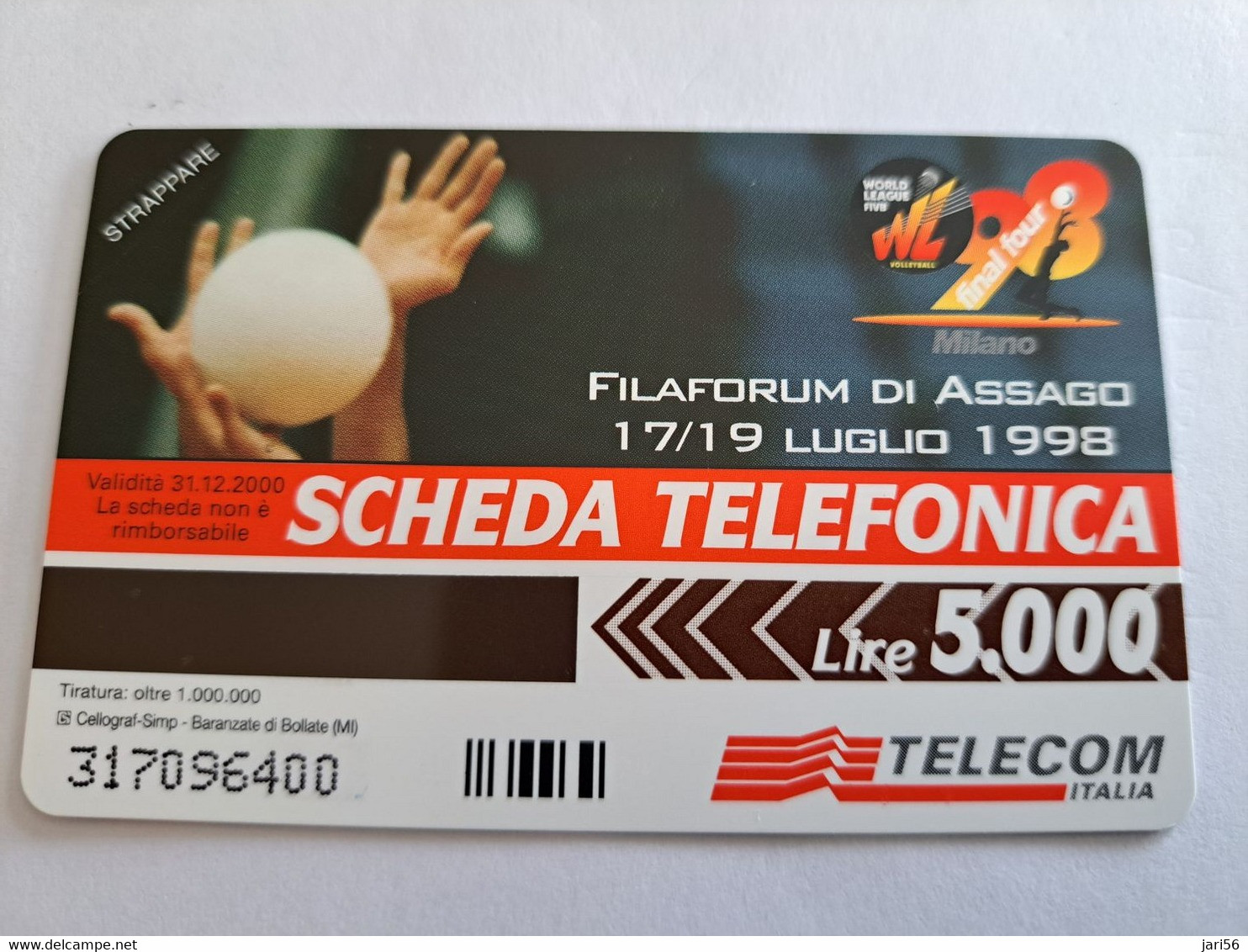 ITALIA LIRE 5000 L  / VOLEYBAL/ SPORTS      PREPAID  MINT  ** 10586 ** - Publiques Ordinaires