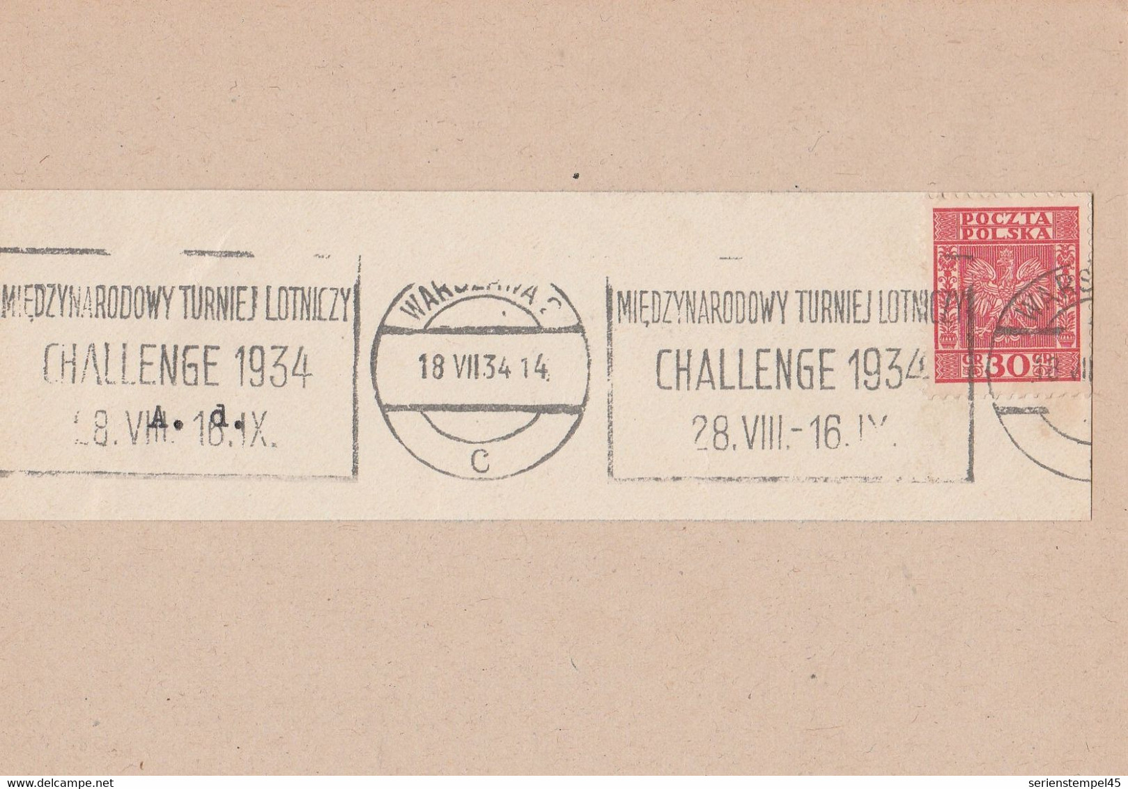 Polen Briefstück Warszawa 1934 MWST Challenge 1934 - Maschinenstempel (EMA)