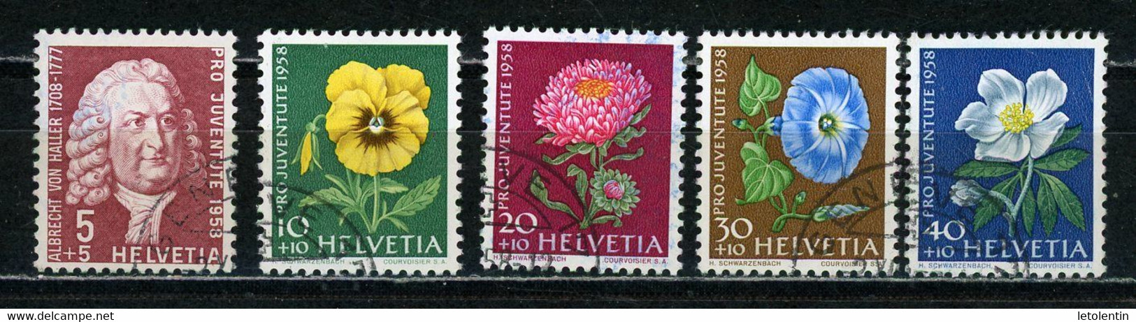 SUISSE - PRO JUVENTUTE 1958 - N° Yt 616/620 Obli. - Gebraucht