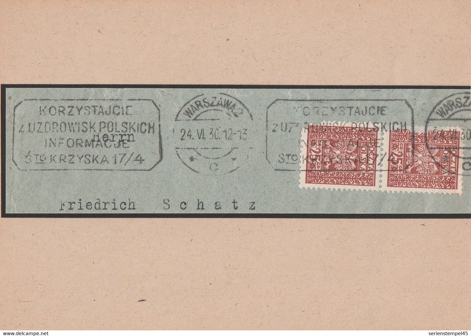 Polen Briefstück Warszawa 2 1930 MWST Werbestempel - Maschinenstempel (EMA)