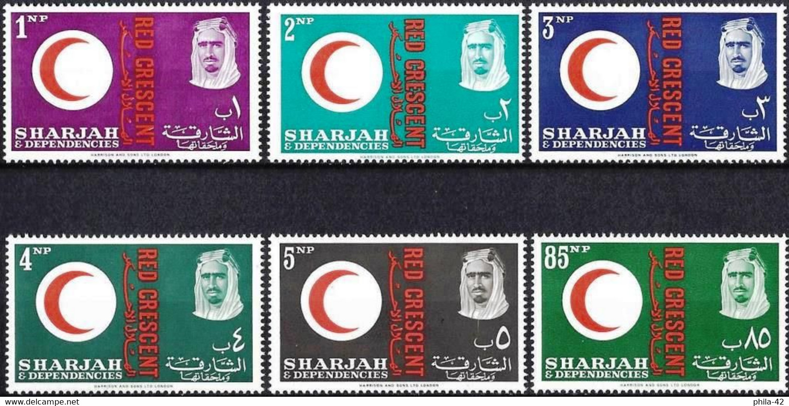 Sharjah 1963 - Mi 28/33A - YT 21/26 ( Red Crescent ) MNH** - Complete Set - Sharjah