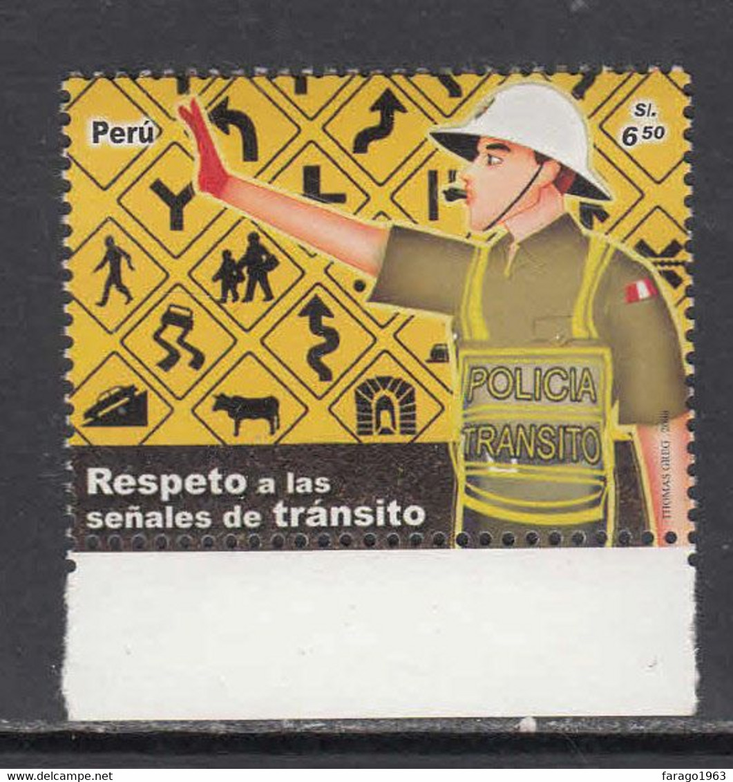 2008 Peru Police Traffic Signs Safety Health Complete Set Of 1 MNH - Perú