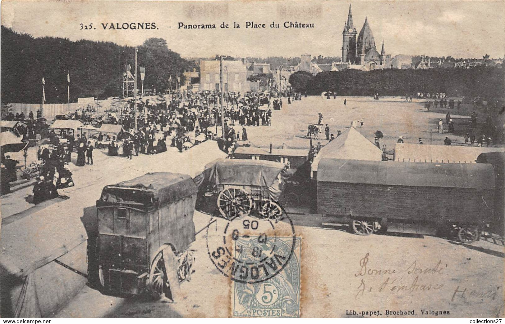 50-VALOGNES- PANOARAMA DE LA PLACE DU CHATEAU - Valognes