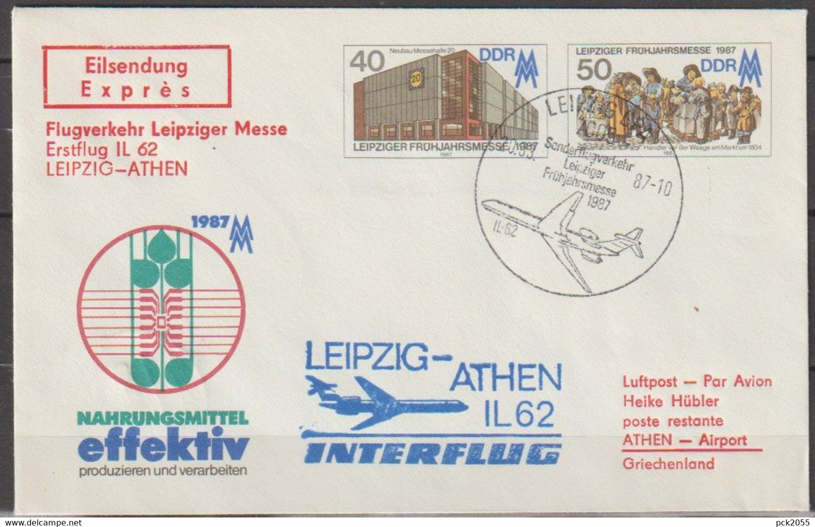 DDR Ganzsache 1985  Nr. PU6/002   Luftpost Eilsendung Leipzig - Athen  ( D 3700 ) - Private Covers - Used