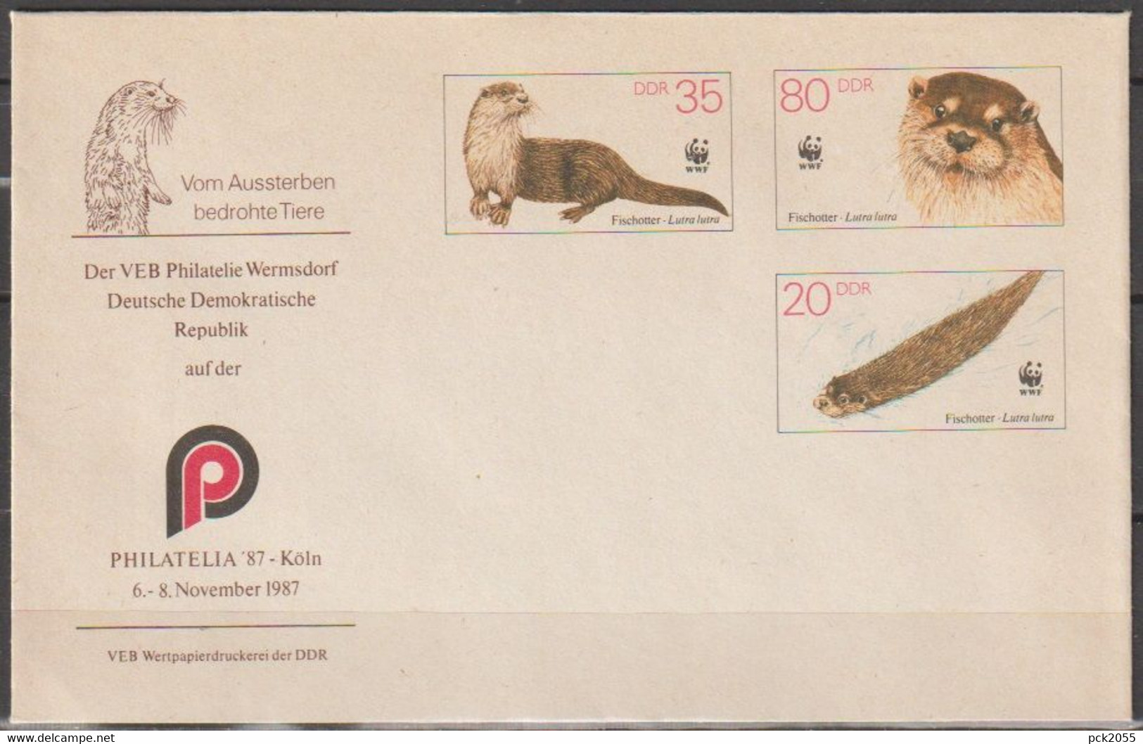 DDR Ganzsache 1987  Nr. PU7/003a Fischotter  ( D 3731 ) - Privé Briefomslagen - Ongebruikt