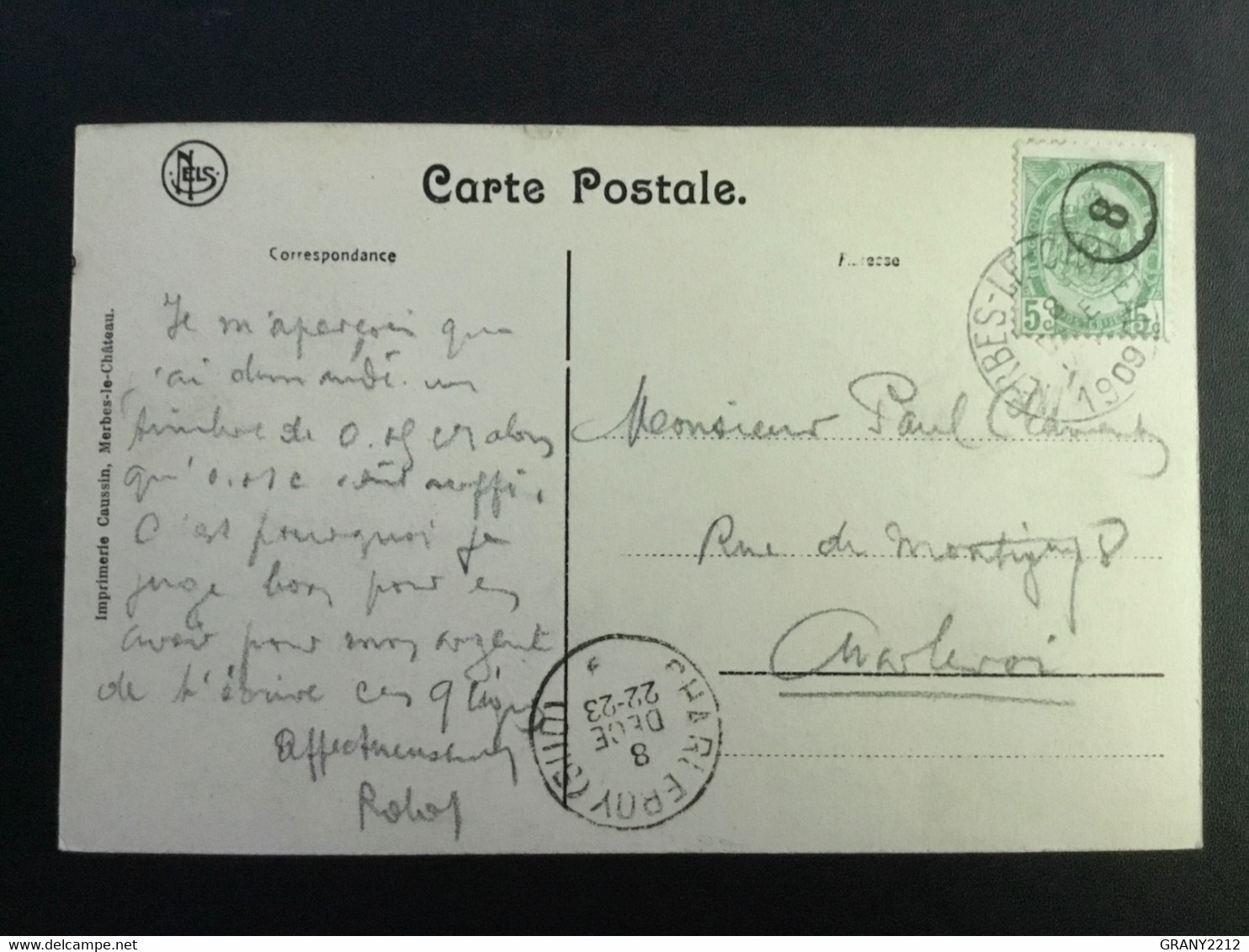 MERBES - LE - CHÂTEAU «  L’ÉGLISE 1909 » PANORAMA ,ATTELAGE,ANIMÉE./ - Merbes-le-Château