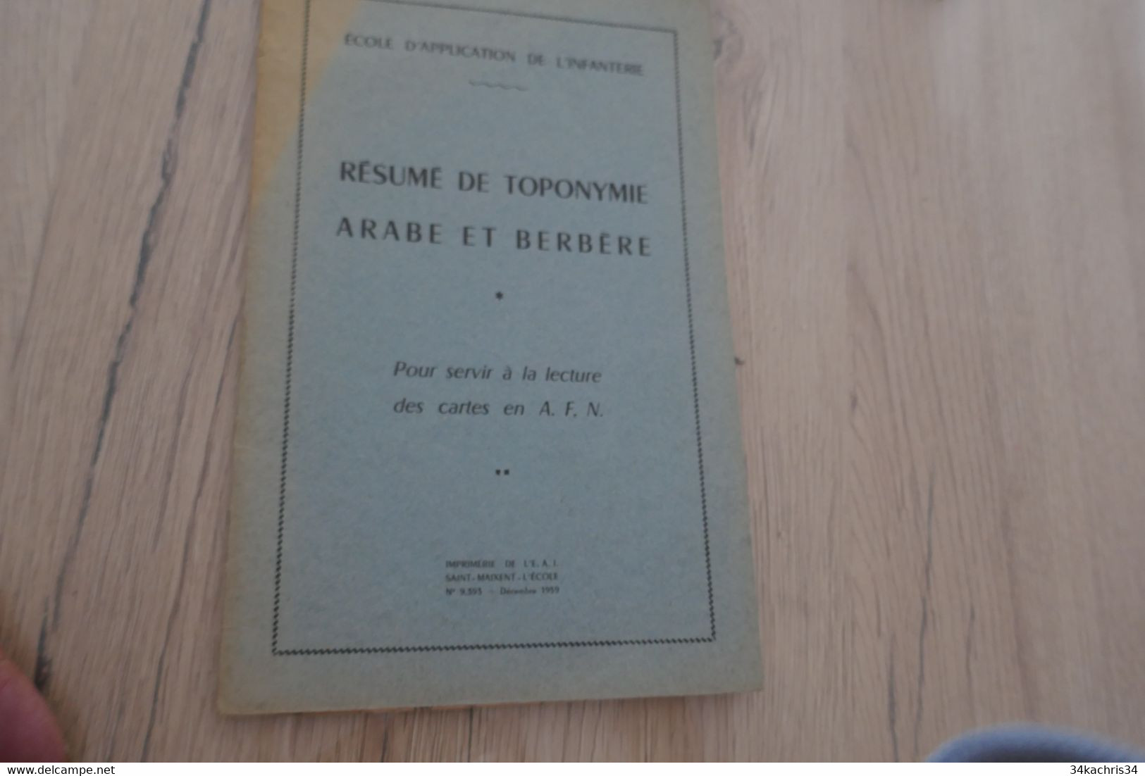 Plaquette 1959 Résumé De Toponymie Arabe Et Berbère Pour Servir à La Lecture Des Cartes A.F.N. 19p+ Carte - Documents
