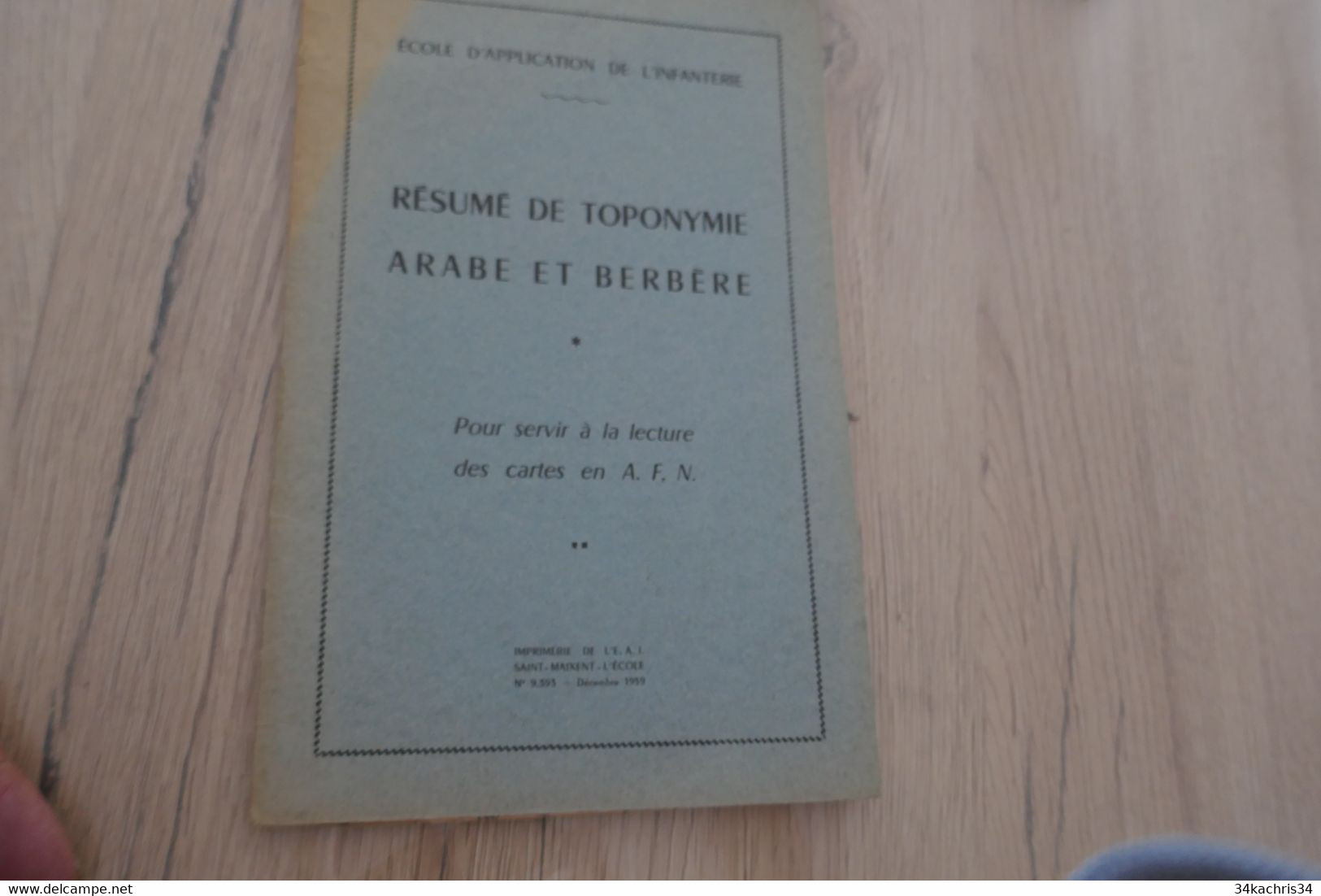 Plaquette 1959 Résumé De Toponymie Arabe Et Berbère Pour Servir à La Lecture Des Cartes A.F.N. 19p+ Carte - Documenten