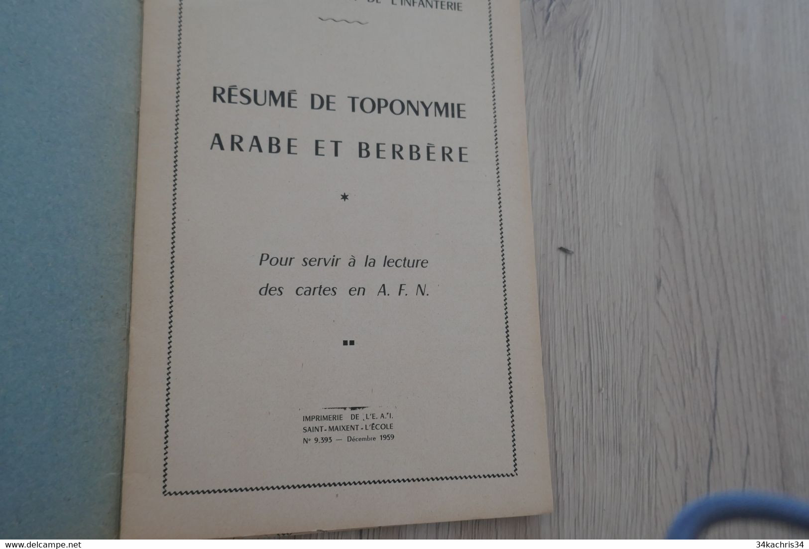 Plaquette 1959 Résumé De Toponymie Arabe Et Berbère Pour Servir à La Lecture Des Cartes A.F.N. 19p+ Carte - Documents