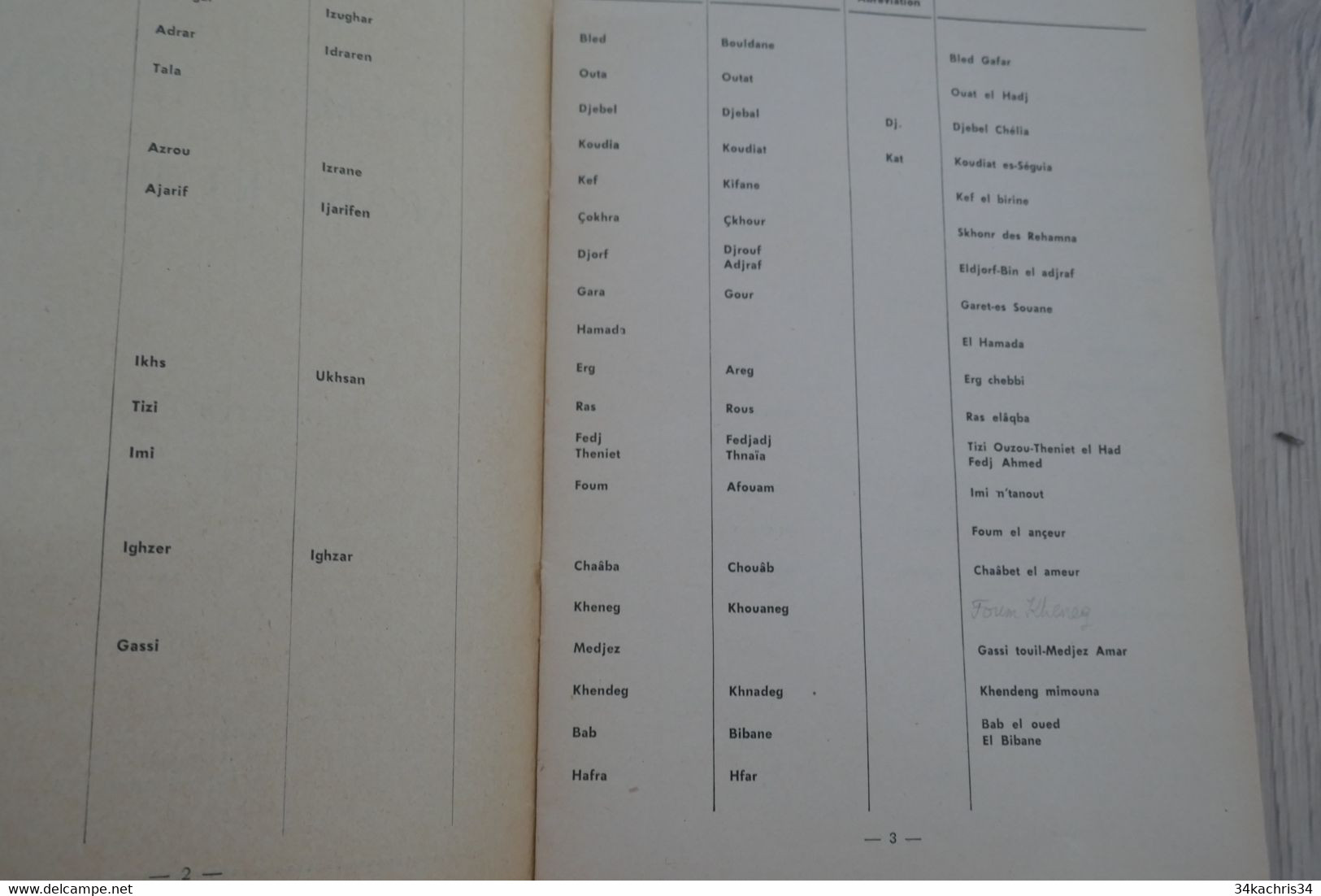 Plaquette 1959 Résumé De Toponymie Arabe Et Berbère Pour Servir à La Lecture Des Cartes A.F.N. 19p+ Carte - Documenten