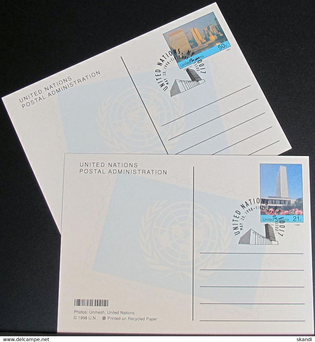 UNO NEW YORK 1998 Mi-Nr. P 20/21 Ganzsache Postkarte Gestempelt EST - Covers & Documents