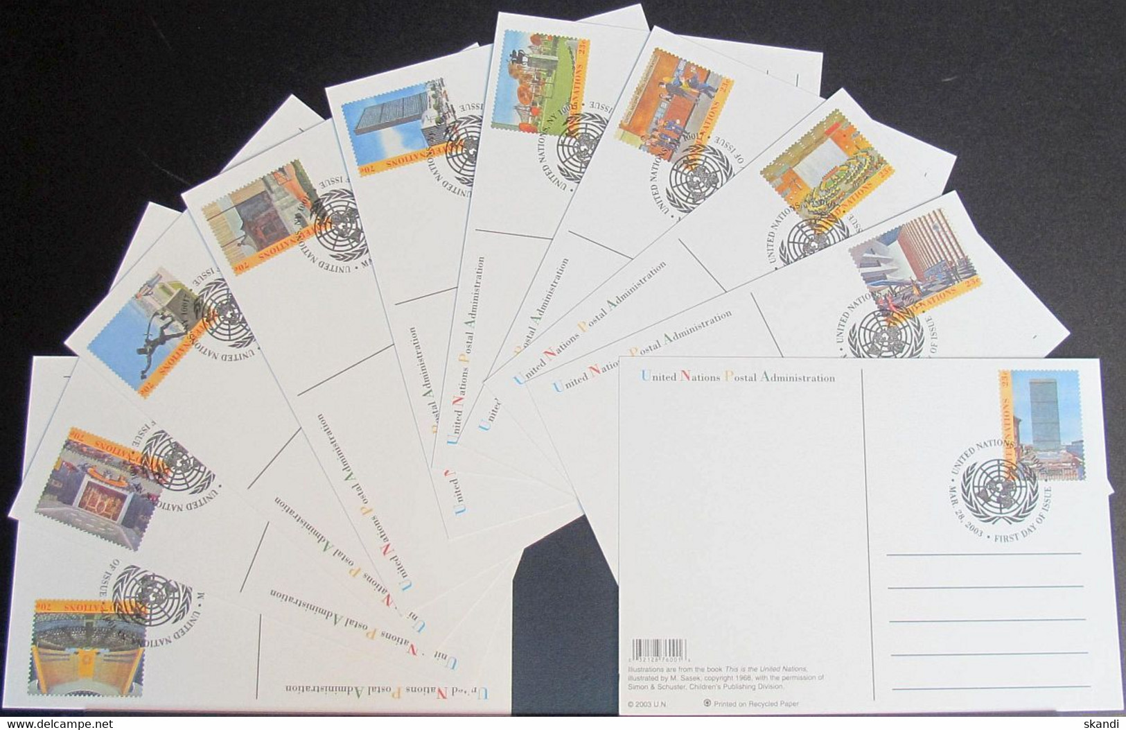 UNO NEW YORK 2003 Mi-Nr. P 24/33 Ganzsache Postkarte Gestempelt EST - Briefe U. Dokumente