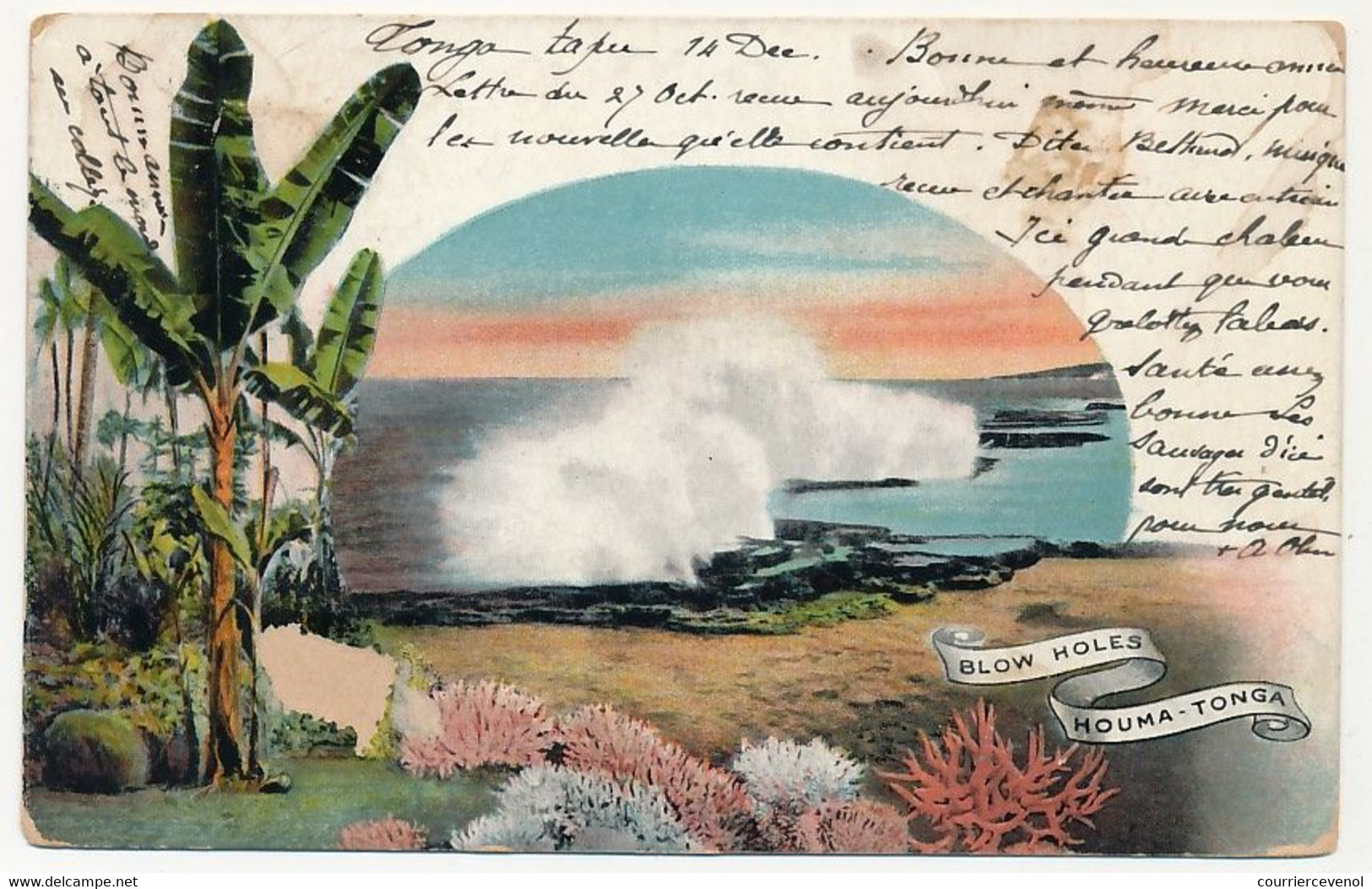 TONGA - Carte Postale (Entier) Ayant Voyagé En 1907 - Au Dos "Blow Holes Houma-Tonga" - Tonga (...-1970)