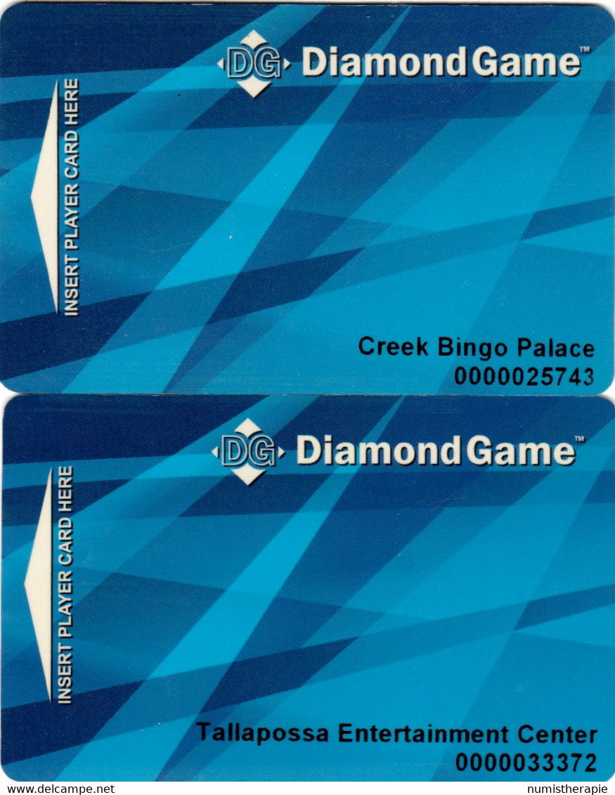 Lot De 2 Cartes : Diamond Game Casino : Creek Bingo Palace & Tallapossa Entertainment Center AL USA - Casinokaarten