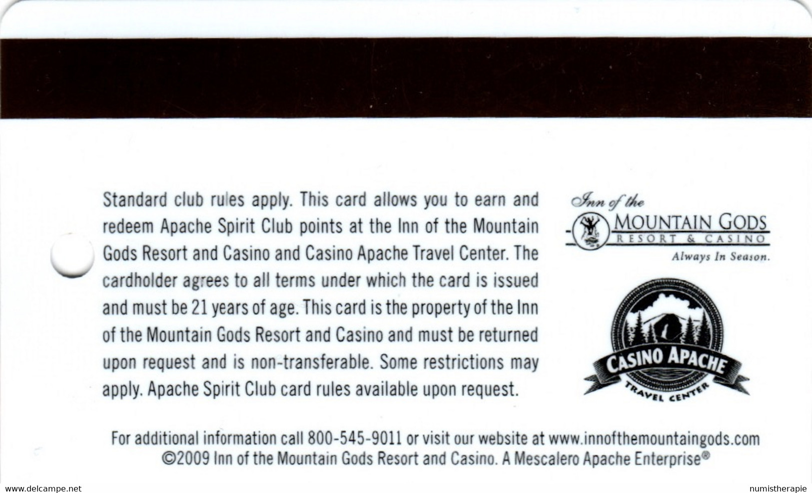 Mountain Gods Resort & Casino Apache Spirit : Mescalero NM - Casinokaarten