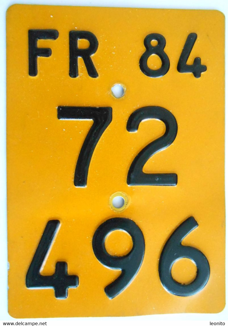 Velonummer Mofanummer Fribourg FR 84 (72496). - Plaques D'immatriculation