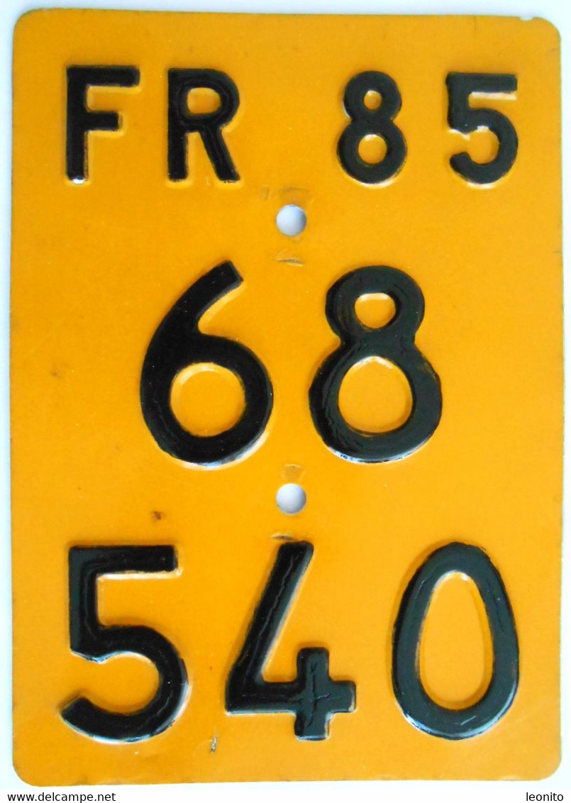 Velonummer Mofanummer Fribourg FR 85 (68540). - Plaques D'immatriculation